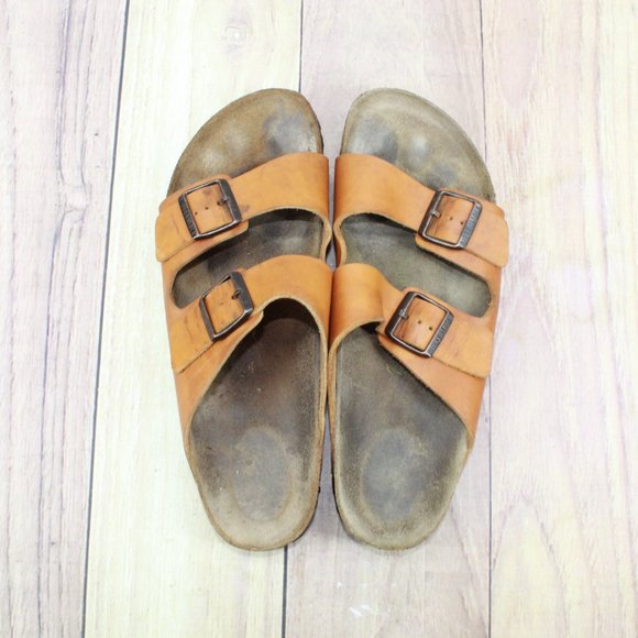 Birkenstock Arizona Oiled Brown Leather Soft Footbed Sandals Size 12 / 45 - Picture 6 of 9